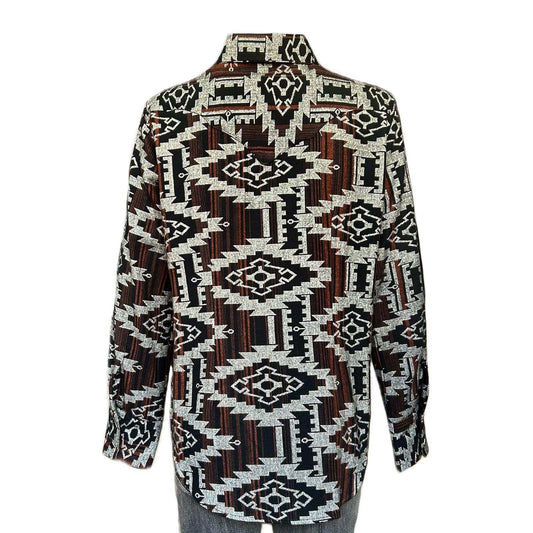 Rockmount Clothing Women's Premium Flannel Chenille Jacquard Western Shirt in Black & Brown - Rockmount Clothing - Flyclothing LLC