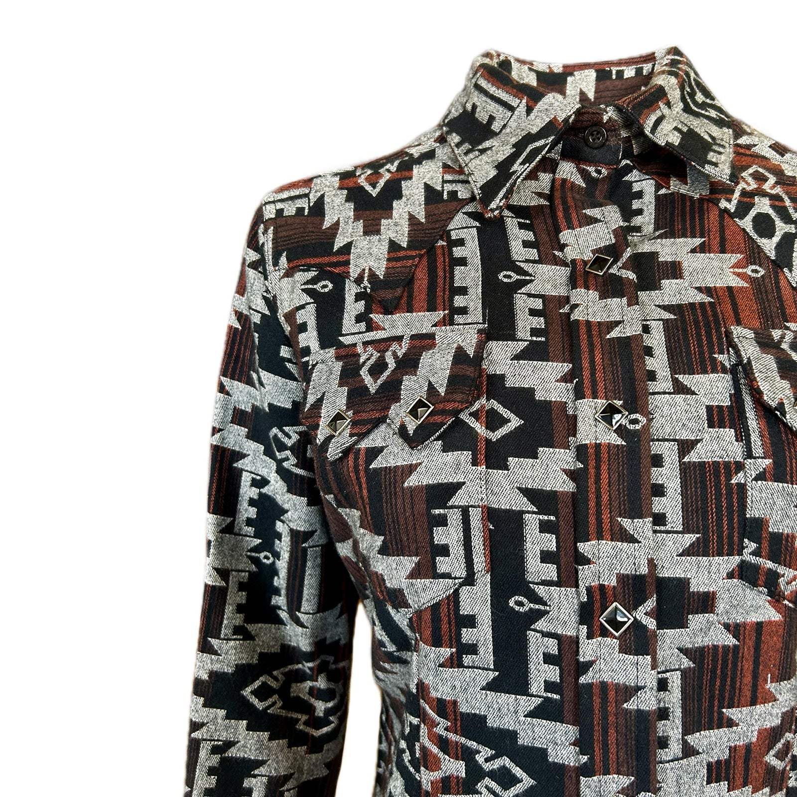Rockmount Clothing Women's Premium Flannel Chenille Jacquard Western Shirt in Black & Brown - Rockmount Clothing - Flyclothing LLC