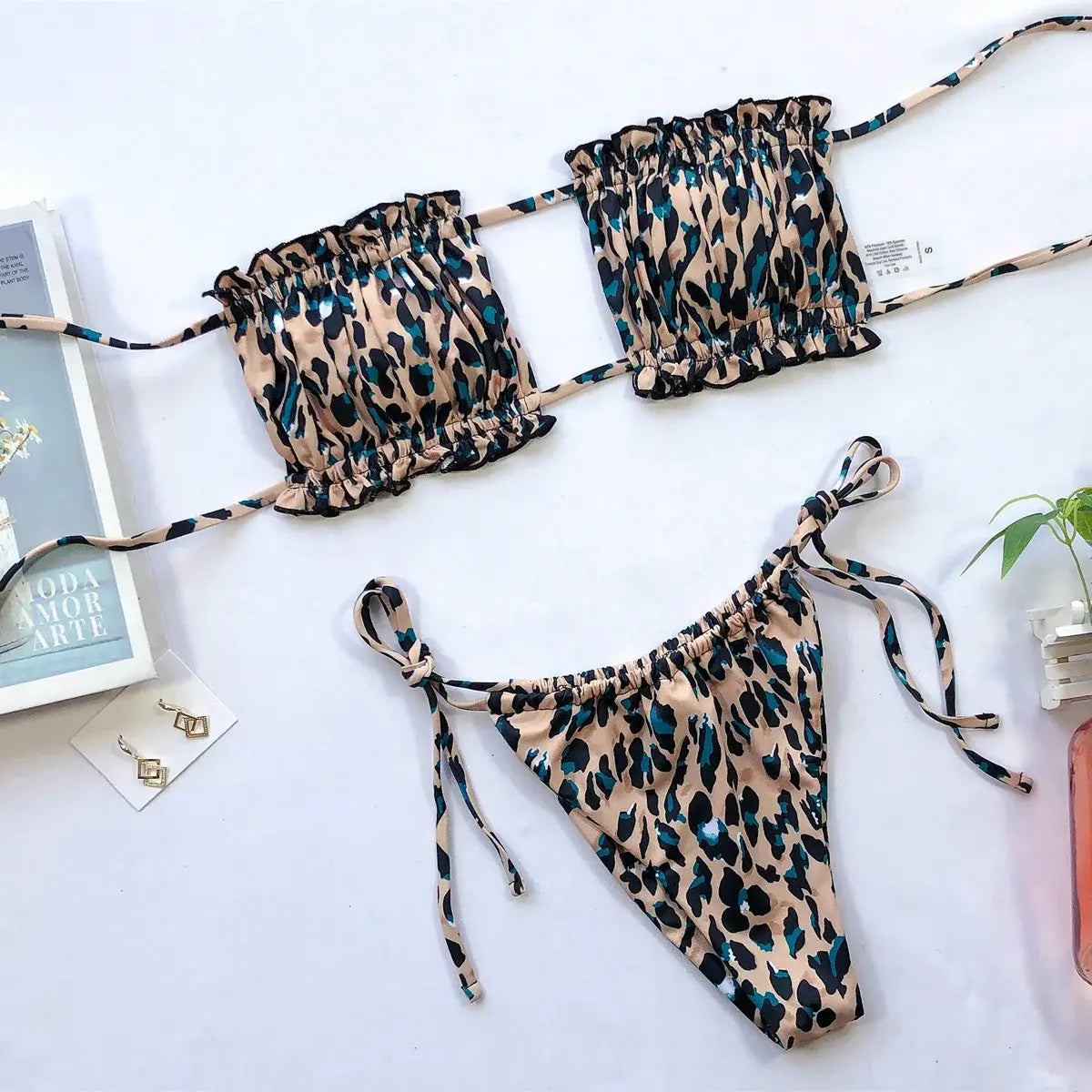 Frill Trim Ruched Bikini Set - Trendsi - Flyclothing LLC