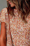 Floral Flutter Sleeve Frill Trim Blouse - Trendsi - Flyclothing LLC