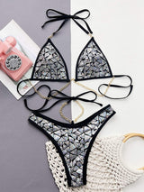 Sequin Halter Neck Two-Piece Bikini Set - Trendsi - Flyclothing LLC