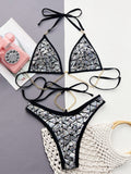 Sequin Halter Neck Two-Piece Bikini Set - Trendsi