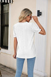 Eyelet Flounce Sleeve Scalloped V-Neck Top - Trendsi - Flyclothing LLC