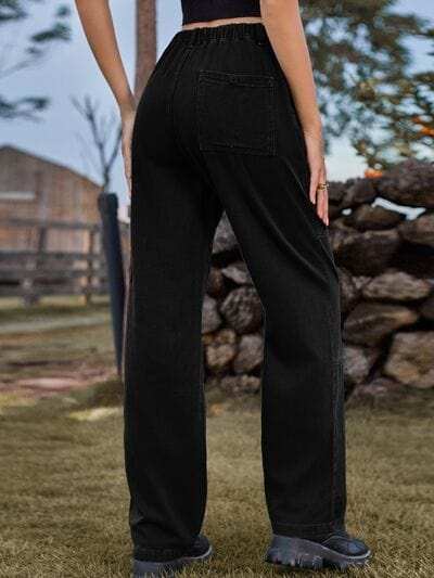 High Waist Cargo Straight Jeans - Trendsi - Flyclothing LLC