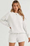 Round Neck Dropped Shoulder Top and Shorts Set - Trendsi - Flyclothing LLC