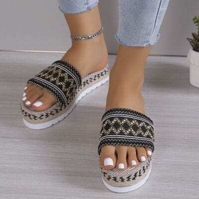Geometric Weave Platform Sandals - Trendsi - Flyclothing LLC