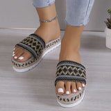 Geometric Weave Platform Sandals - Trendsi
