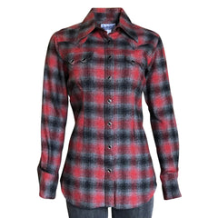 Rockmount Ranch Wear Womens Red & Grey Plaid Flannel Western Shirt - Flyclothing LLC