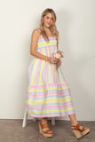 VERY J Striped Woven Smocked Midi Cami Dress - Flyclothing LLC