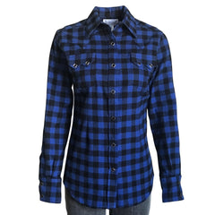 Rockmount Ranch Wear Womens Blue Buffalo Check Flannel Shirt - Rockmount Clothing