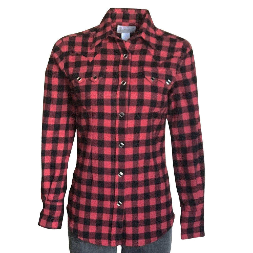 Women's Plush Red & Black Buffalo Check Flannel Western Shirt - Rockmount Clothing - Flyclothing LLC