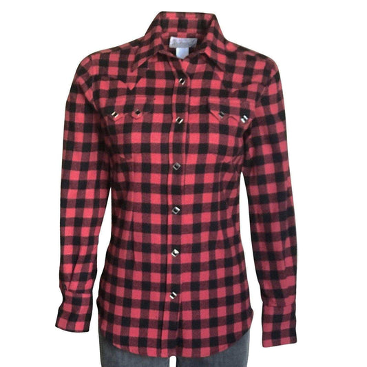 Women's Plush Red & Black Buffalo Check Flannel Western Shirt - Rockmount Clothing - Flyclothing LLC