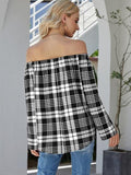 Off-Shoulder Striped Long Sleeve T-Shirt - Trendsi