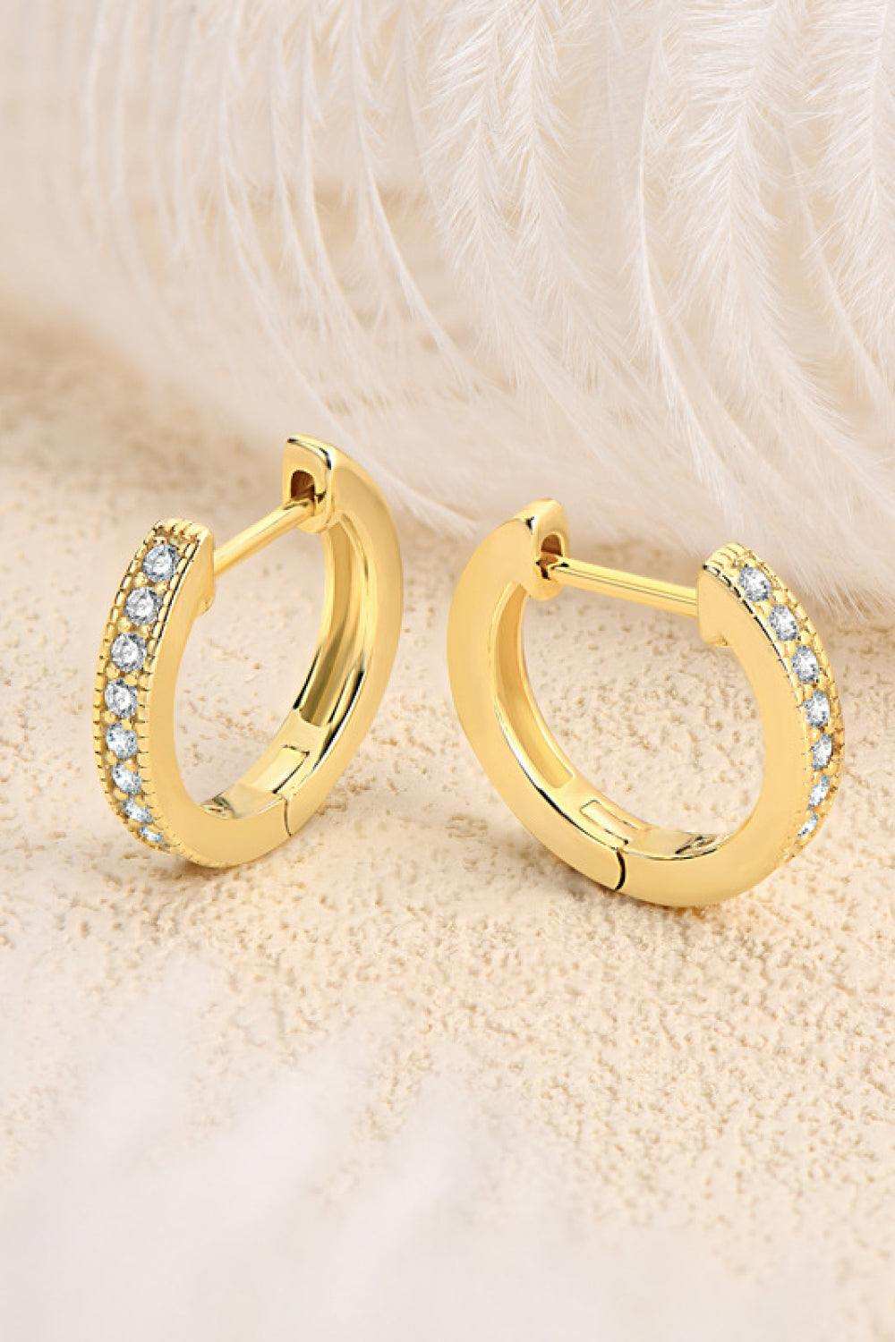 Inlaid Moissanite Hoop Earrings - Trendsi - Flyclothing LLC