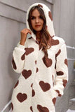 Fuzzy Heart Zip Up Hooded Lounge Jumpsuit - Trendsi - Flyclothing LLC