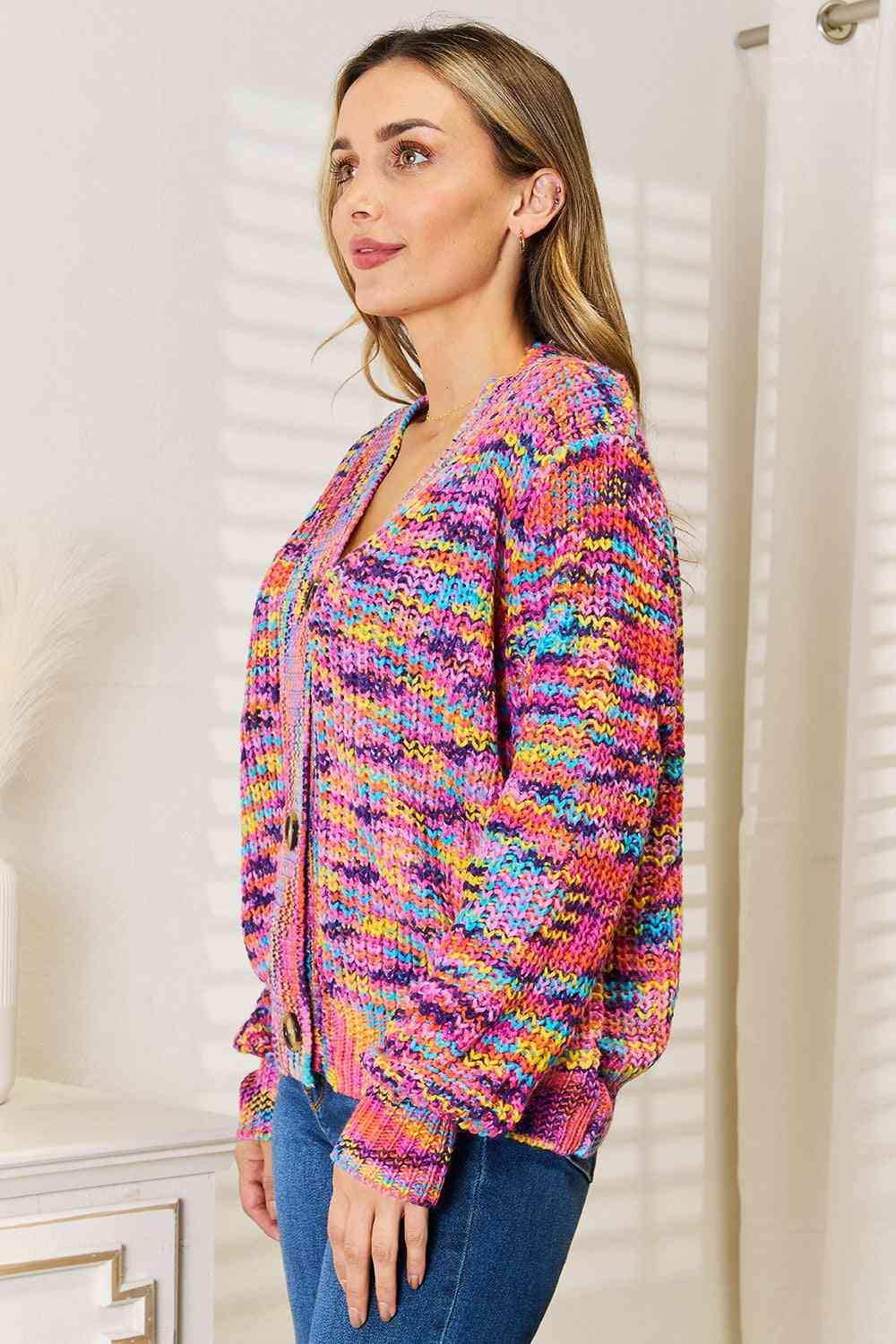 Woven Right V-Neck Long Sleeve Cardigan - Trendsi - Flyclothing LLC
