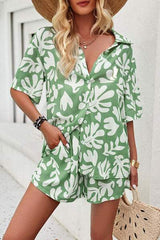 Printed Button Up Shirt and Shorts Set - Trendsi - Flyclothing LLC