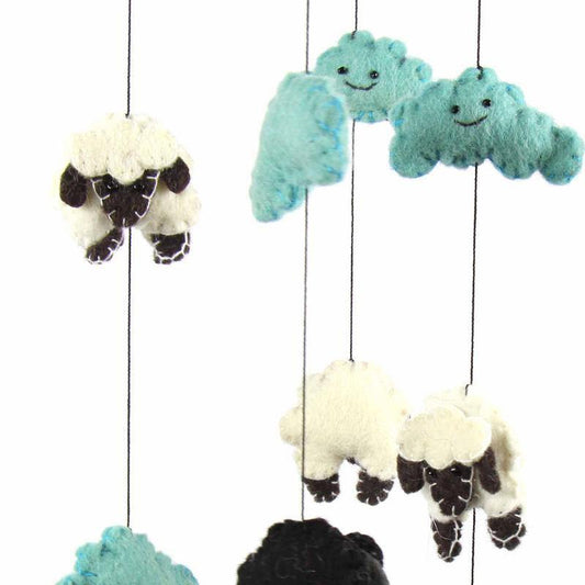 Blue Felt Counting Sheep Mobile - Global Groove - Global Groove