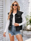Button Up Cap Sleeve Denim Jacket - Trendsi - Flyclothing LLC