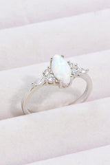 Opal and Zircon Platinum-Plated Ring - Flyclothing LLC