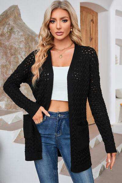 Open Front Dropped Shoulder Cardigan with Pockets - Trendsi - Flyclothing LLC