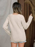 Openwork Round Neck Raglan Sleeve Sweater - Trendsi - Flyclothing LLC