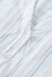 Striped Notched Short Sleeve T-Shirt - Trendsi - Flyclothing LLC