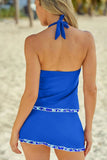 Full Size Halter Neck Swim Top and Ruched Skirt Set - Trendsi