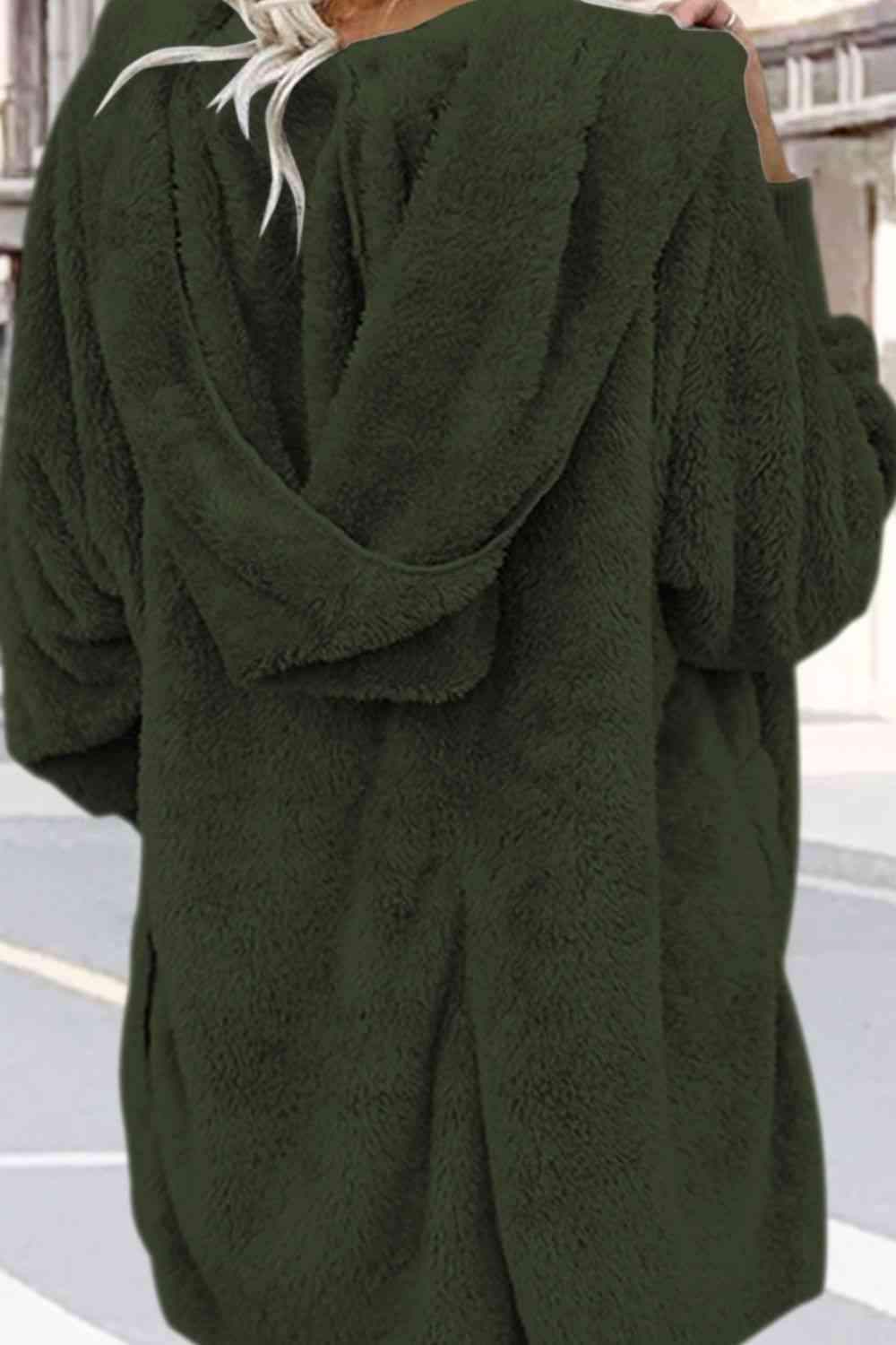 Teddy Hooded Jacket with Pockets - Trendsi - Flyclothing LLC