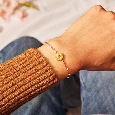 Sunflower Shape 18K Gold-Plated Bead Bracelet - Trendsi - Flyclothing LLC