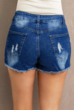 Spliced Lace Distressed Denim Shorts - Trendsi - Flyclothing LLC