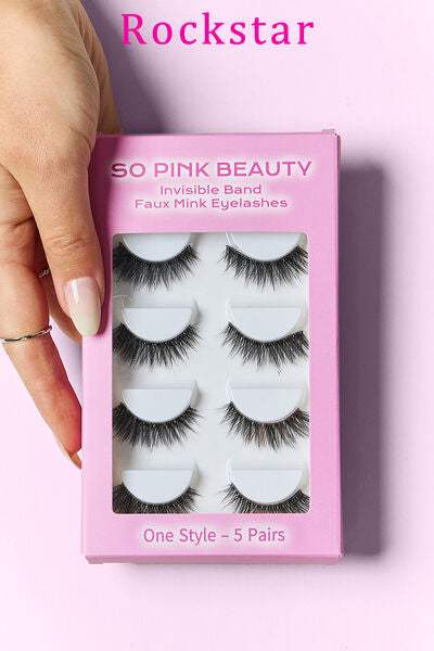 SO PINK BEAUTY Faux Mink Eyelashes 5 Pairs - Trendsi - Flyclothing LLC