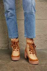East Lion Corp Lace Up Lug Booties - Trendsi - Flyclothing LLC