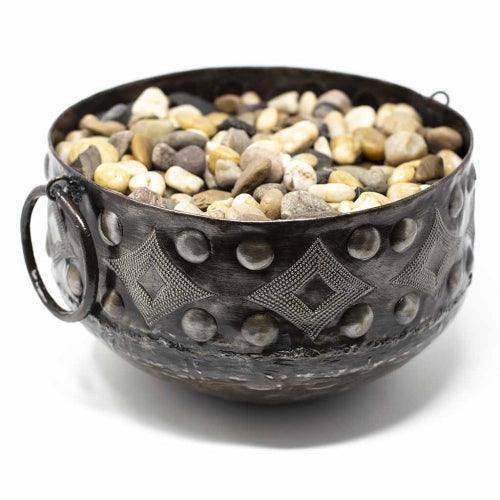 Large Hammered Metal Container with Round Handles - Croix des Bouquets - Flyclothing LLC