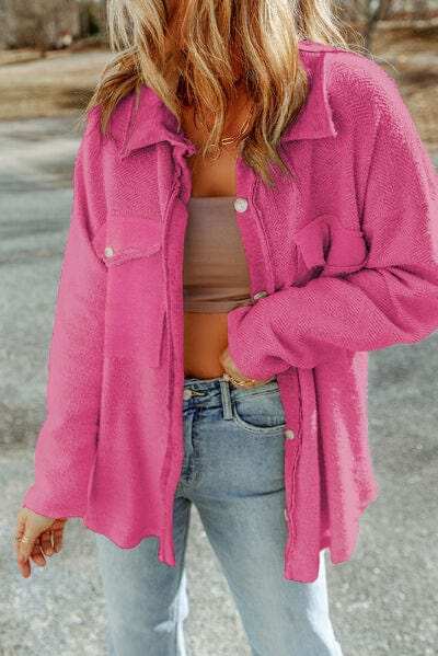 Pocketed Button Up Droppped Shoulder Jacket - Trendsi - Flyclothing LLC