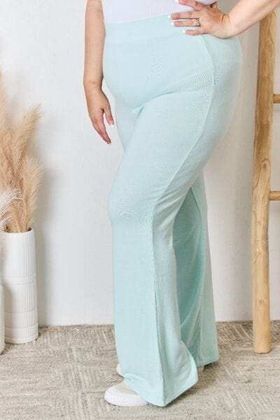 RISEN Full Size High Waist Ultra Soft Knit Flare Pants - Trendsi - Flyclothing LLC