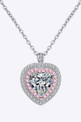 925 Sterling Silver 1 Carat Moissanite Heart Pendant Necklace - Trendsi - Flyclothing LLC