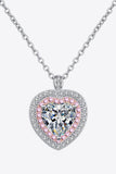 925 Sterling Silver 1 Carat Moissanite Heart Pendant Necklace - Trendsi