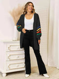 Striped Open Front Dropped Shoulder Cardigan - Trendsi - Flyclothing LLC