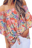 Tied Printed Off-Shoulder Half Sleeve Blouse - Trendsi - Flyclothing LLC