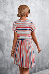 Striped Round Neck Dress - Trendsi - Flyclothing LLC