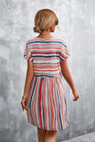 Striped Round Neck Dress - Trendsi