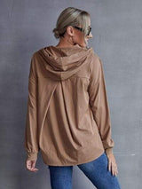 Drawstring Pocketed Dropped Shoulder Hoodie - Trendsi - Flyclothing LLC