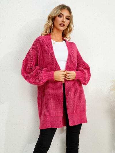 Open Front Dropped Shoulder Cardigan - Trendsi - Flyclothing LLC