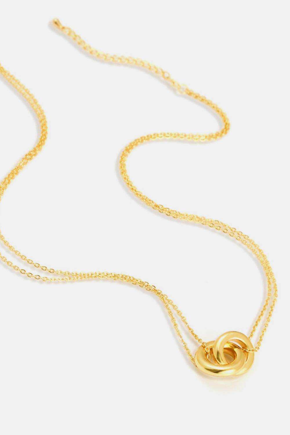 Linked Ring Pendant Chain Necklace - Trendsi - Flyclothing LLC