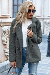 Full Size Lapel Collar Sherpa Coat - Trendsi - Flyclothing LLC