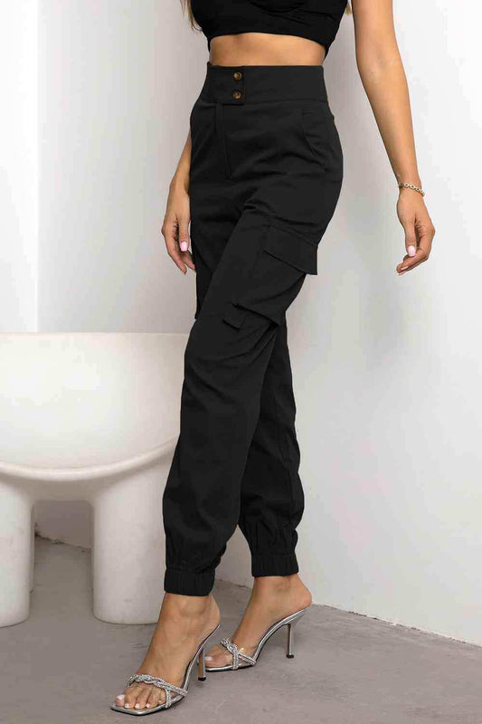 High Waist Cargo Pants - Trendsi - Flyclothing LLC
