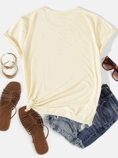 Graphic Round Neck Short Sleeve T-Shirt - Trendsi - Flyclothing LLC