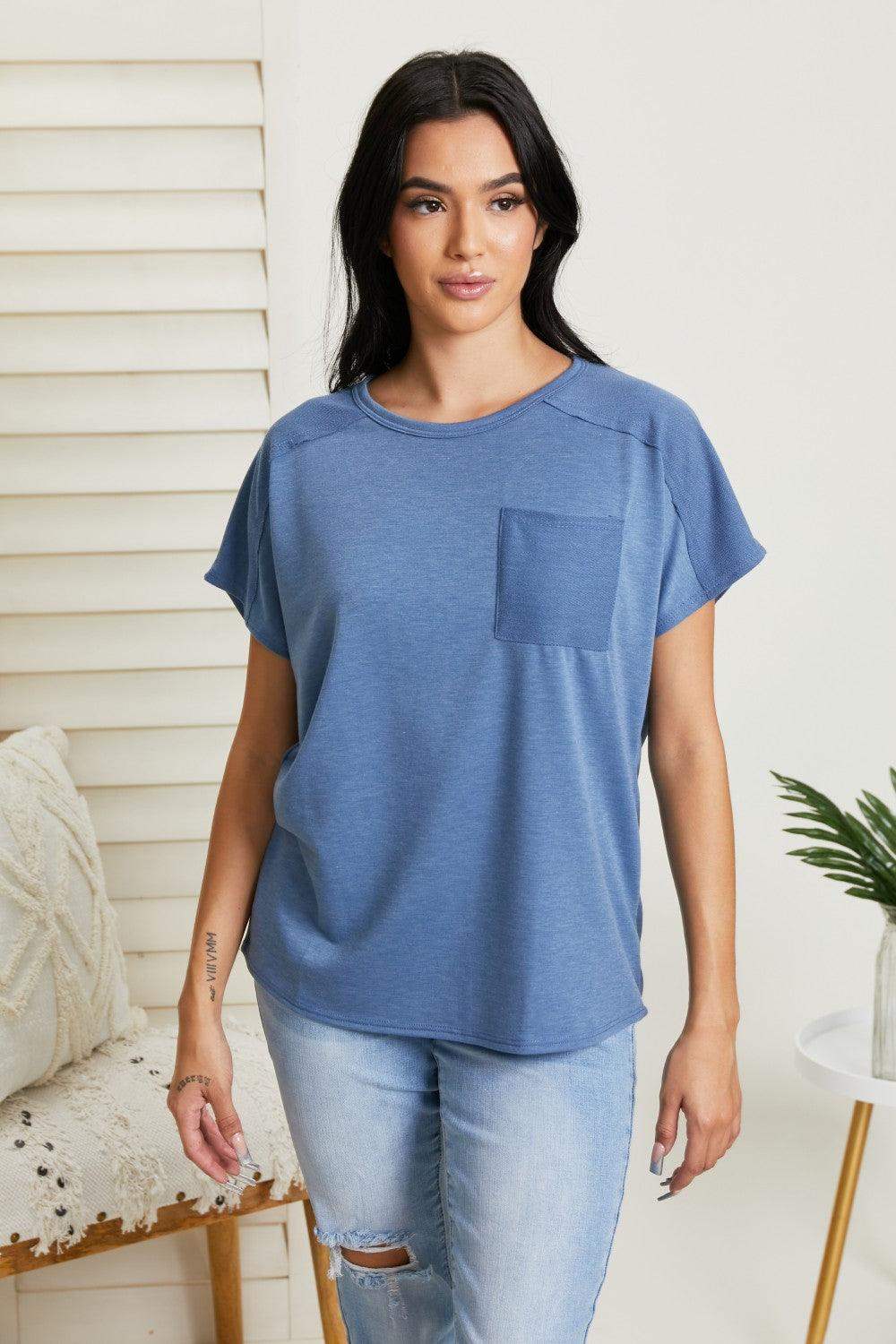Sew In Love Stay and Chat Love Full Size Pocket Tee - Trendsi - Flyclothing LLC
