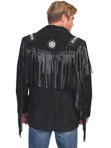 Scully BLACK BOAR SUEDE HAND LACED BEAD TRIM COAT - Scully Leather - Flyclothing LLC